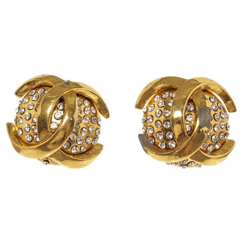 chanel clip earrings rhinestone